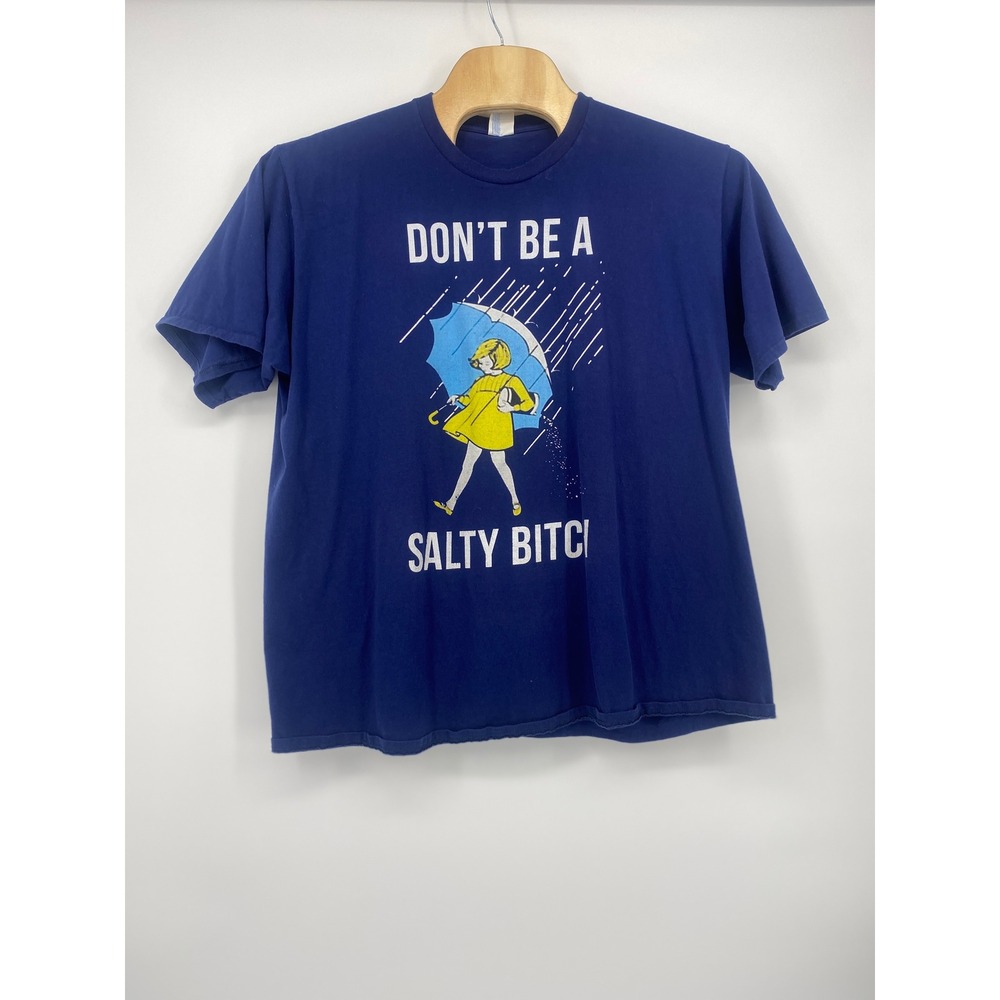 Port & Company Salty Graphic T-Shirt Mens 3XL Blue Morton Salt Parody Tee